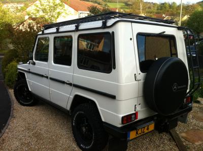 Baja Flat Utility Rack, Ladder & Rockmeister sill protection fitted.